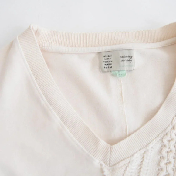 Anthropologie Saturday Sunday Cream  V-Neck Side Button Asymmetrical Sweater XS - Picture 12 of 14